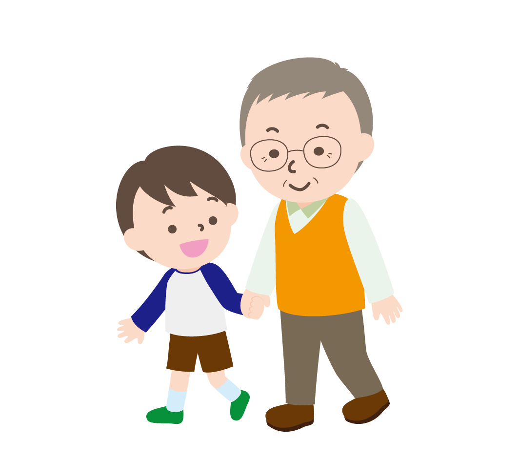 笑顔のおじいちゃんと孫 11006003724 の写真・イラスト素材アマナイメージズ