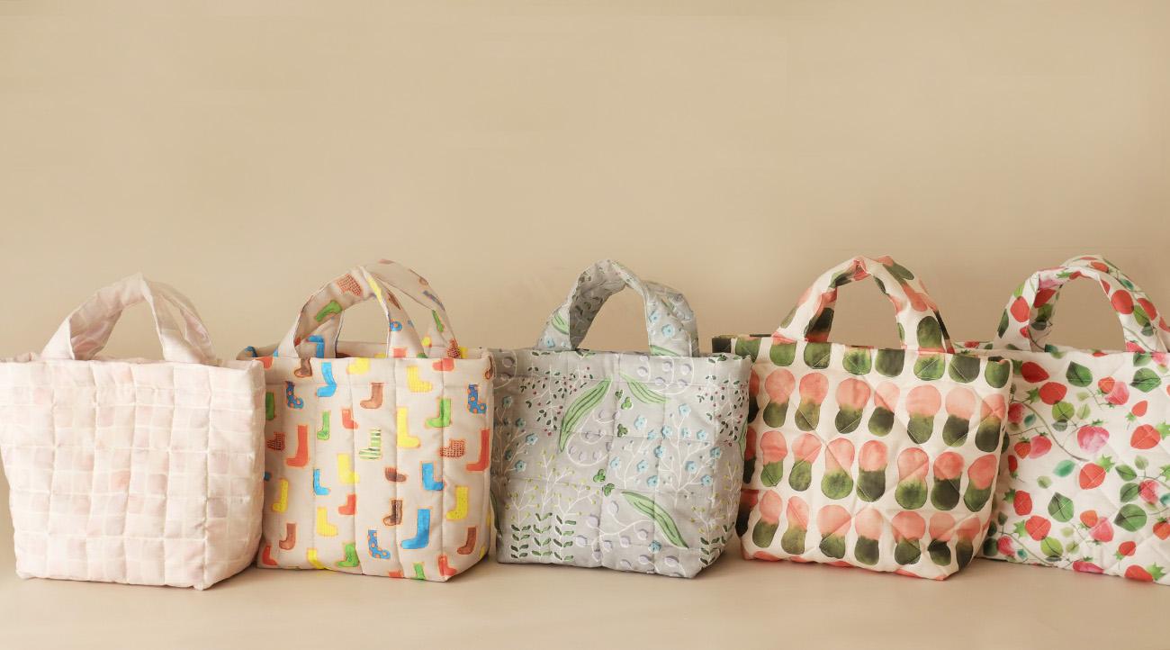 レッスンバッグの作り方』好みのサイズに作れる計算式付き☆ キルト生地・ 裏地なし・切替あり・ポケットあり・つまみマチ