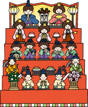 かわいい手描き風のお花とお内裏様とお雛様ひな祭りイラスト無料フリー83057素材Good