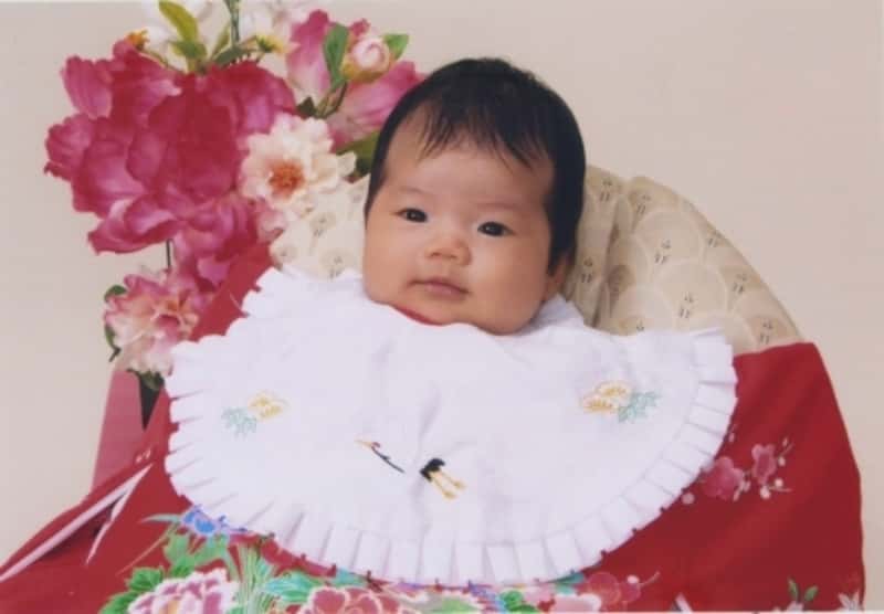 お宮参り☆女の子 着物とベビードレスで撮影福岡市の老舗フォトスタジオ ハザマ写真場