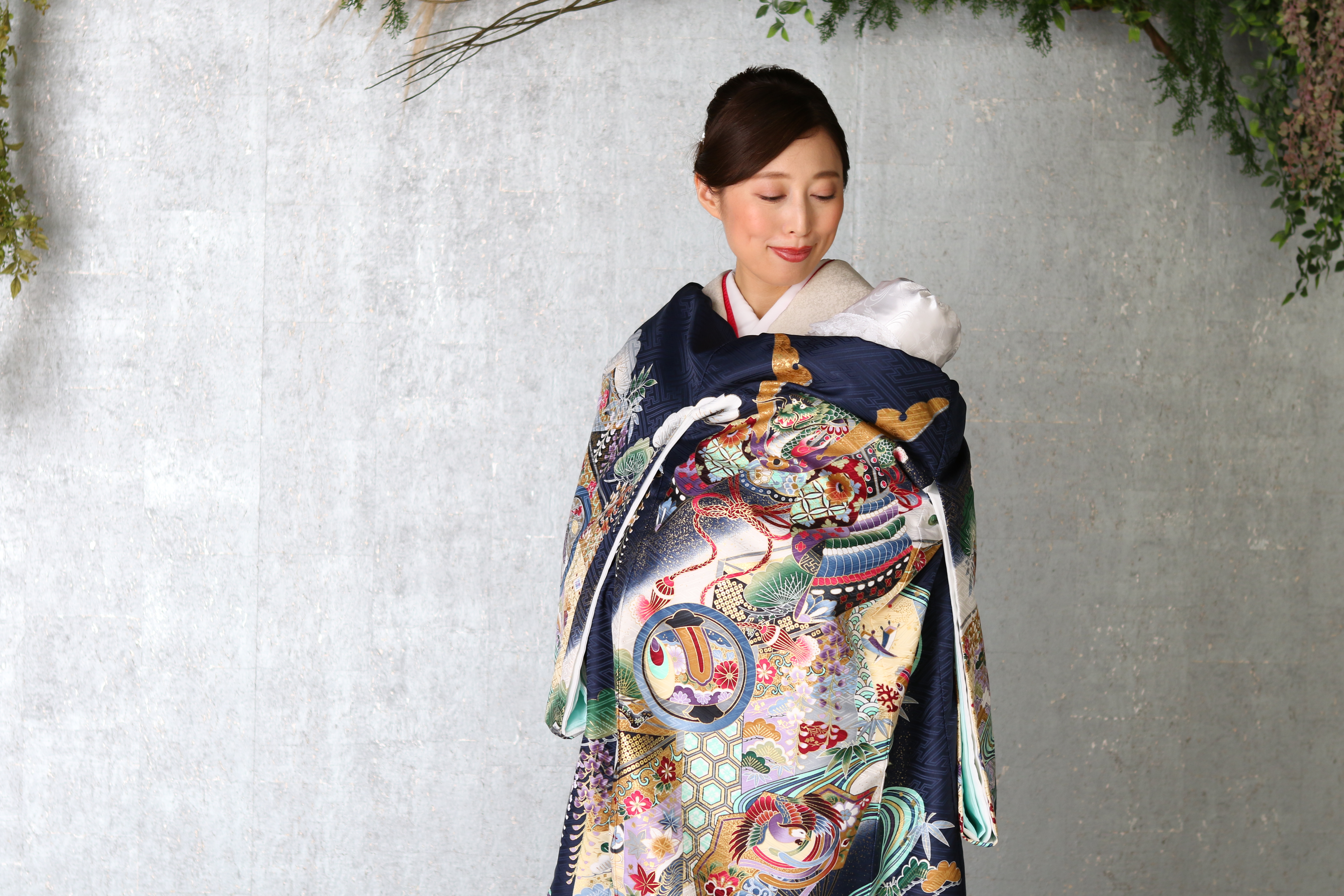 着物風おくるみ お宮参り 出産祝い 友禅花くるみ 新作花の舞 白授乳ケープにも Wガーゼ＆綿100％ 和柄セレモニーBuyee