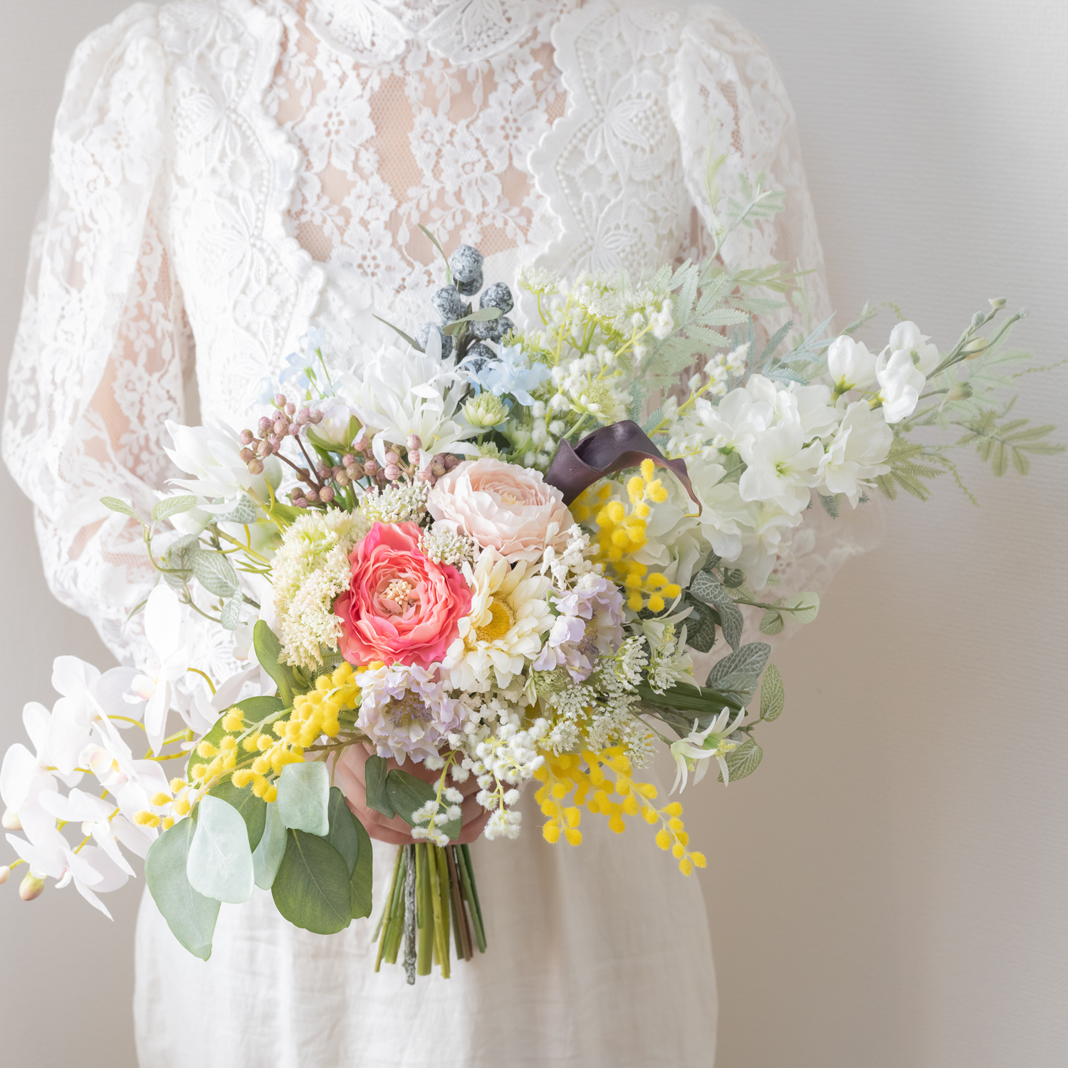 ウエディングブーケ&ブートニア*ミモザの通販 by はなまもりラクマ