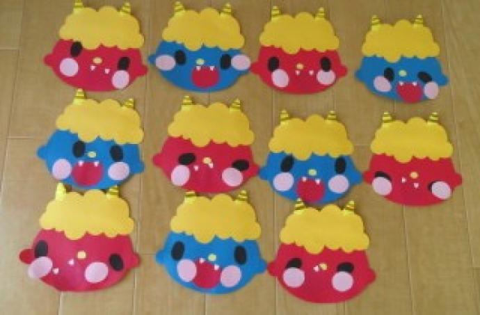 0歳児 ももぐみ 鬼のお面づくり栄光多摩平の森保育園