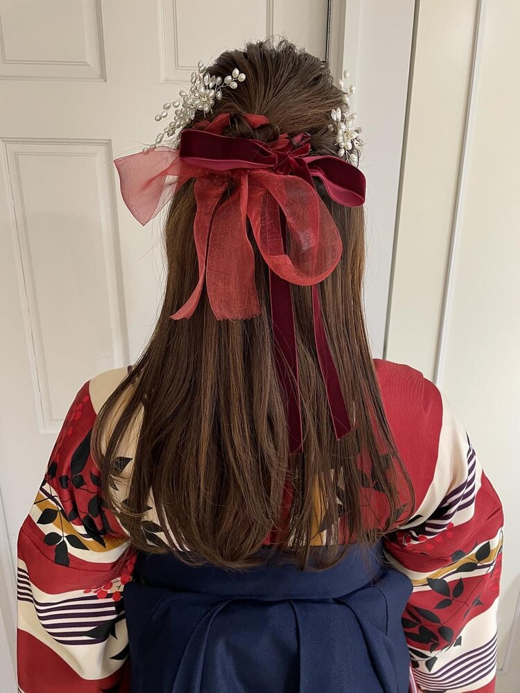 卒業式 袴 のハーフアップに似合う髪飾りとズレない付け方を大公開