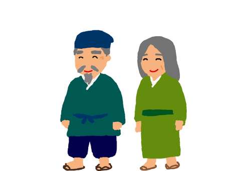 祭りの団扇を持つお爺さんとお婆さんのイラスト素材116992092- PIXTA