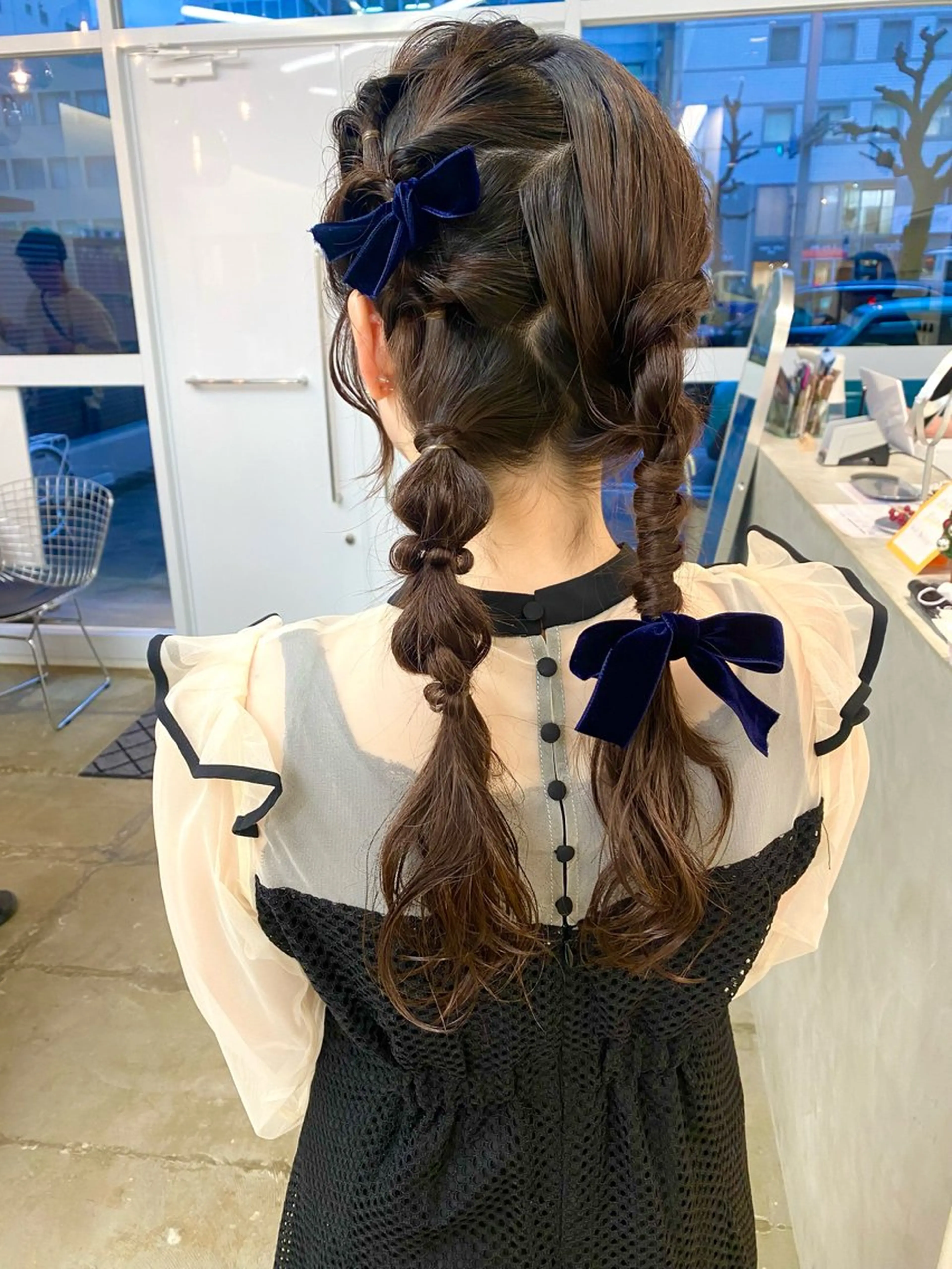 編み下ろしのツインテールアレンジ⭐︎ヘアアレンジお呼ばれヘアヘアセットツインテール編み下ろし編みおろし結婚式ヘアアレンジ