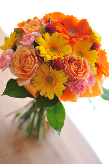 受注生産 スプリングオレンジのブーケ造花ブーケ ウェディングブーケ 持ち込みブーケ ア