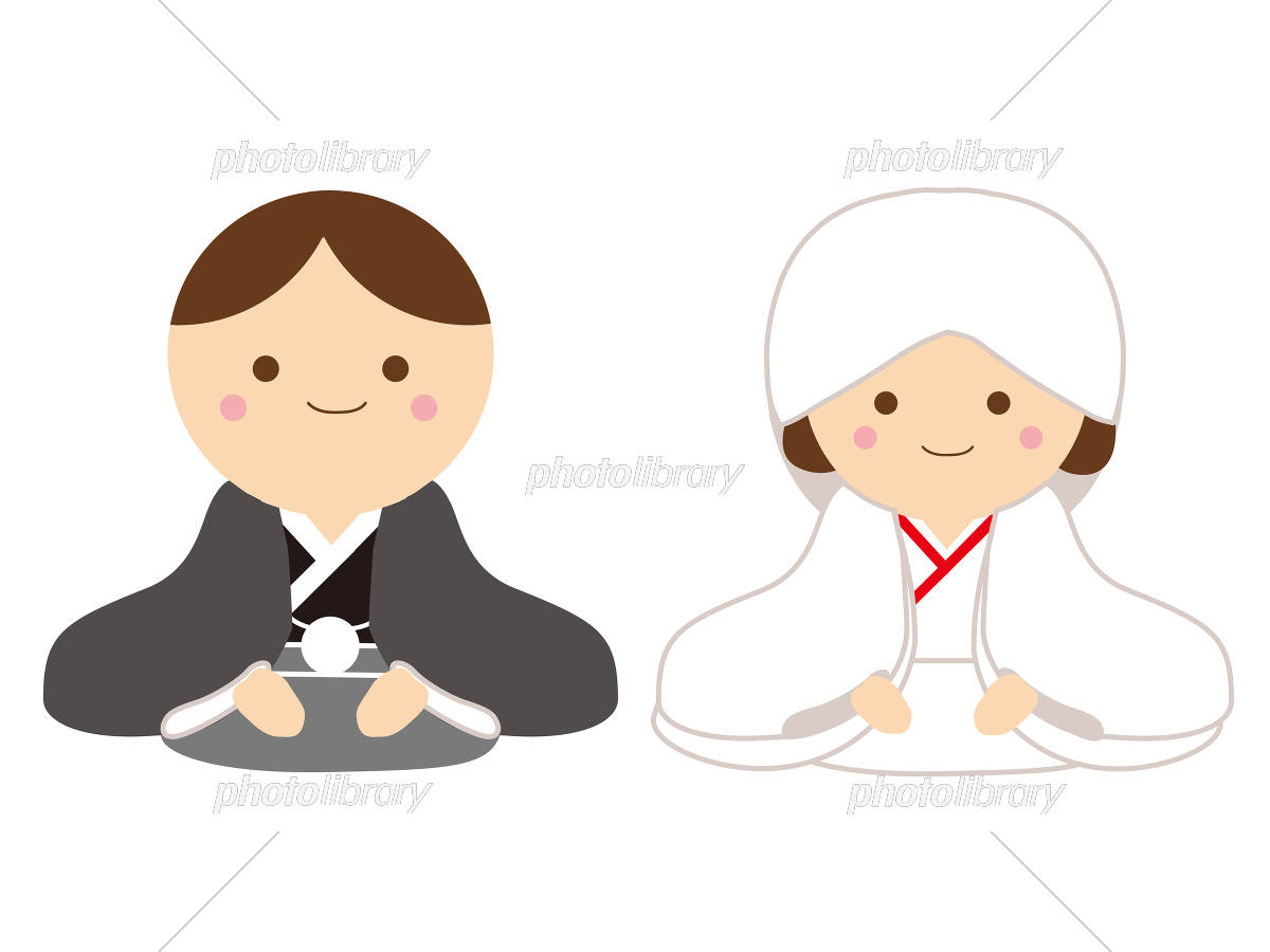 結婚式 花婿と花嫁 のかわいい手書きイラストえんぴつと画用紙