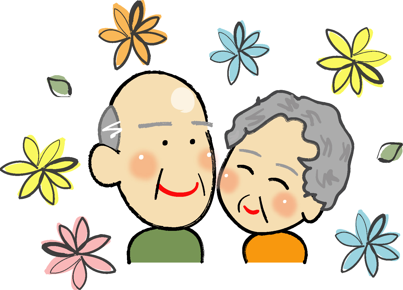 おじいちゃんとおばあちゃんイラストレイン🚂 - イラスト無料素材