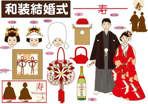 和装の結婚式 日本人男性と日本人女性のイラスト素材77695245- PIXTA
