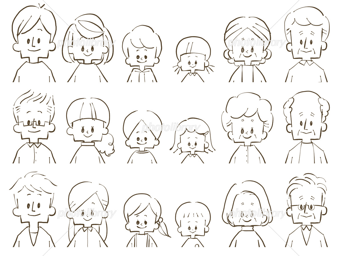 手書き 家族 線画イラスト無料イラスト・フリー素材なら「イラストAC」