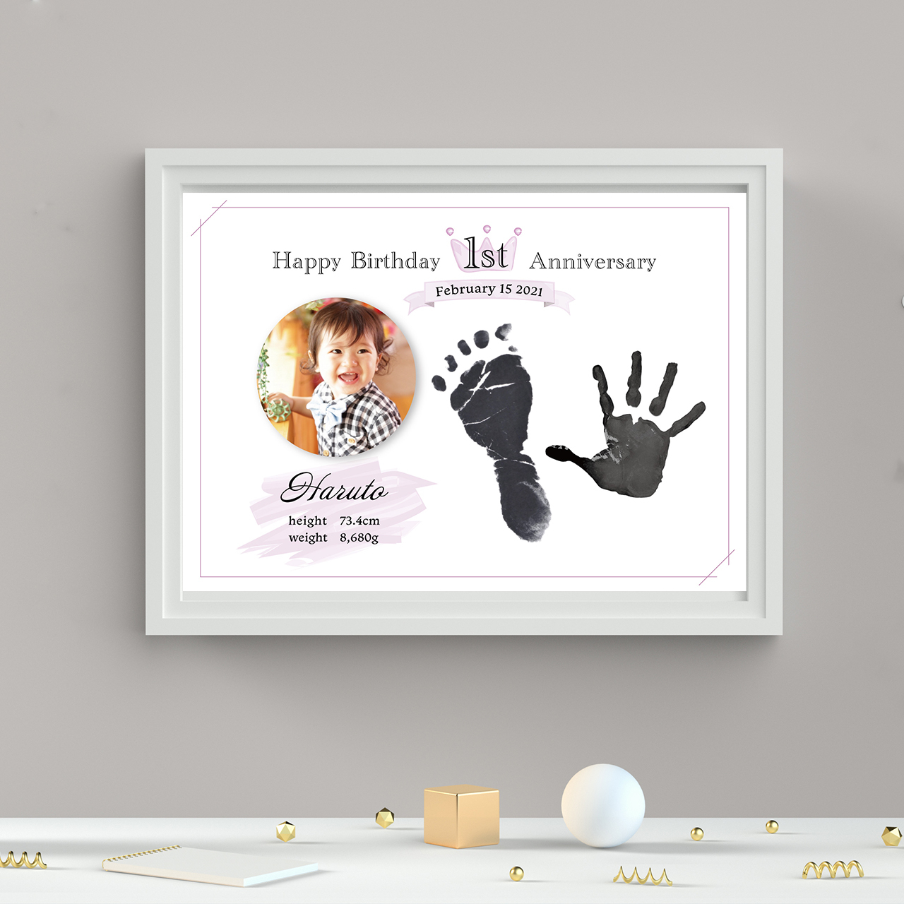 手形アート 足形アート 1歳 誕生日 : 台紙 ハーフバースデー A4Shop at Mercari from Japan!Buyee