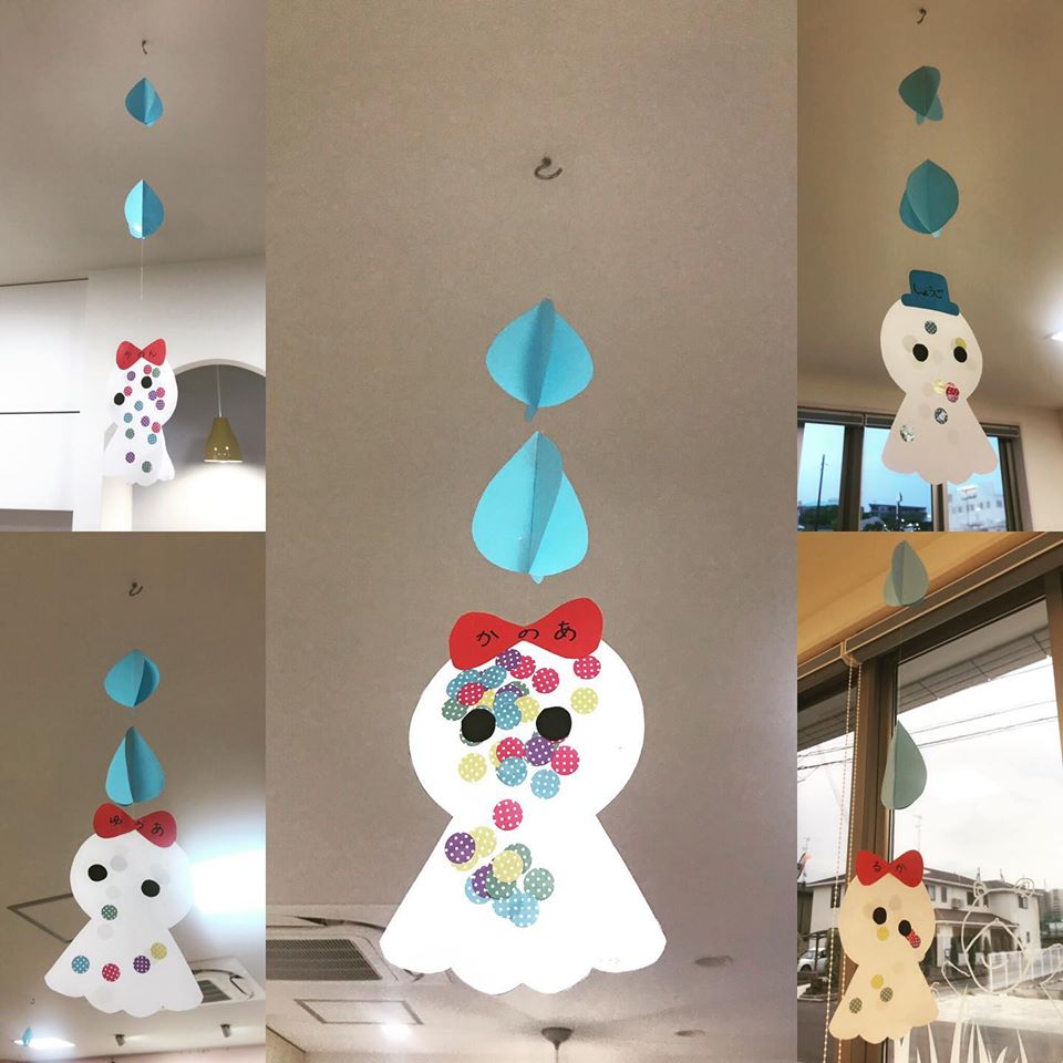 6月の壁面装飾「てるてる坊主」－梅雨の時期の簡単紙工作