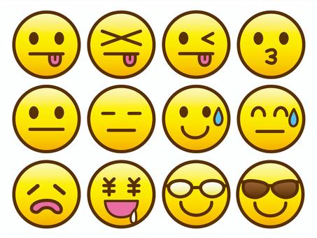 フリーイラスト絵文字風スマイリー その他12var