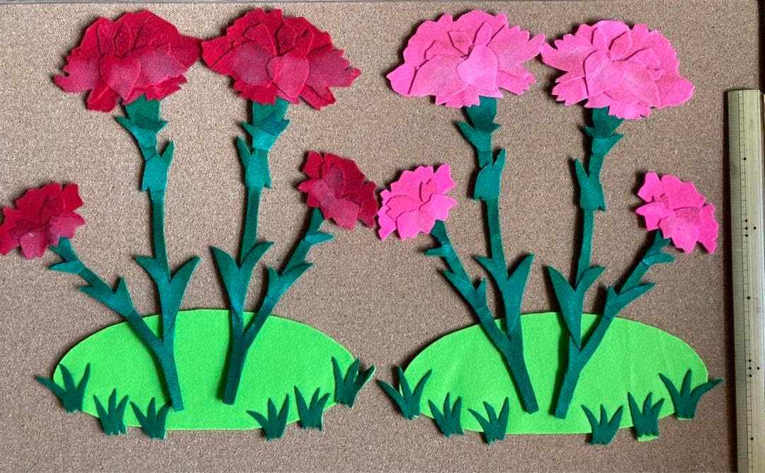 壁面飾り 折り紙リース 母の日4 - メルカリ商談中につき購入不可 折り紙 カーネーション