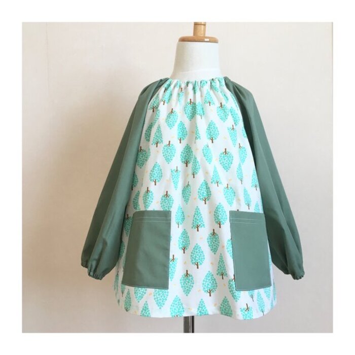 クロス掛けでかぶって簡単着脱！エプロン 型紙 作り方 初心者向け 90～150・レディース