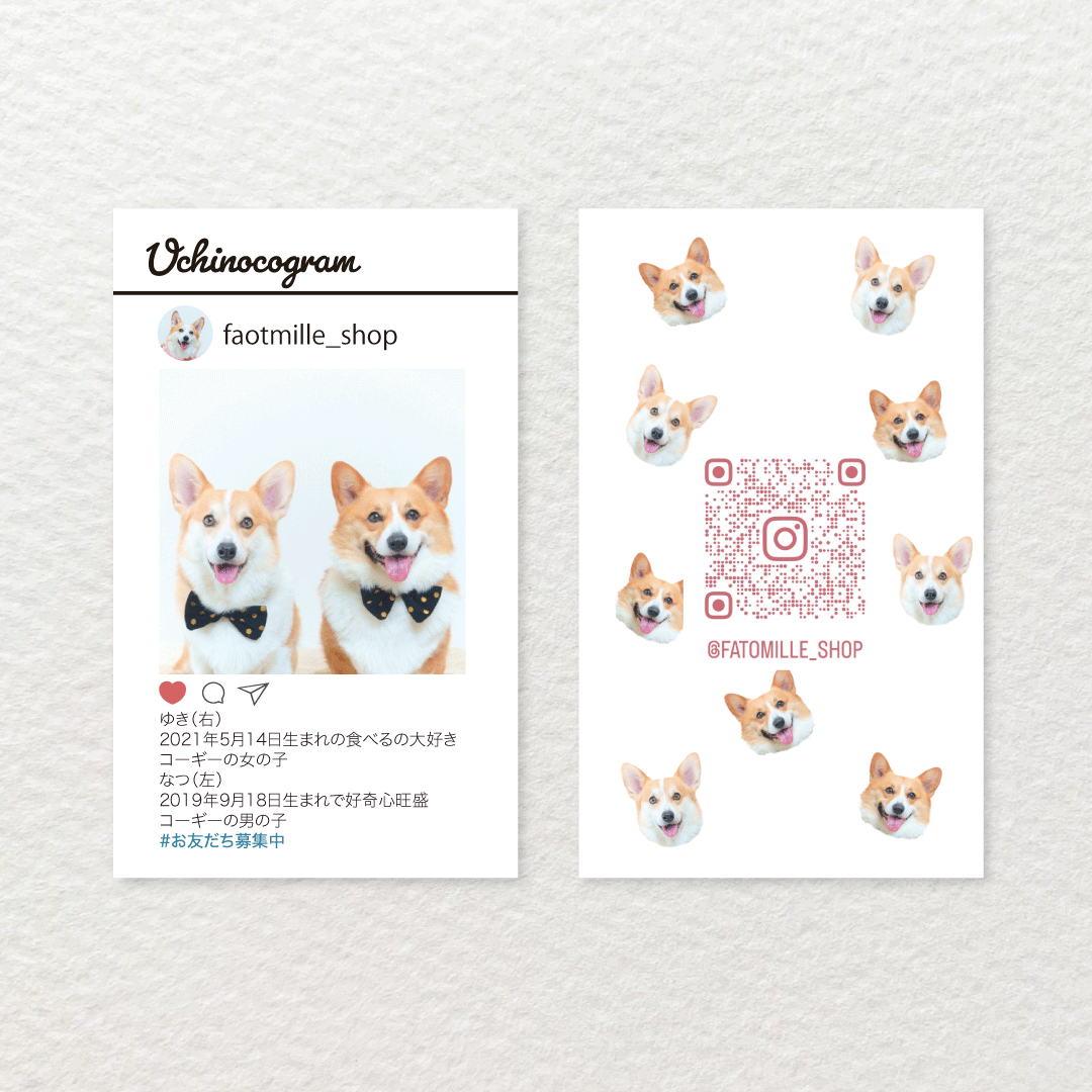 多頭用 オリジナルペット名刺オンリーわんの形で