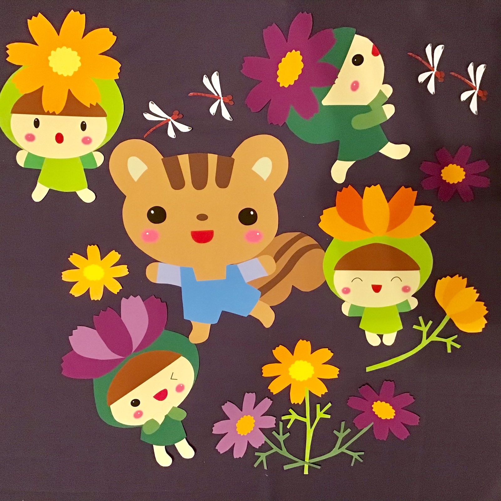 壁面飾り りす 3匹定番 春夏秋冬 保育教材 画用紙 - 壁面飾りゆんゆんminne byGMOペパボ国内最大級のハンドメイド・手作り通販サイト