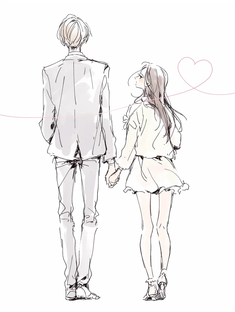 花火 カップル 後ろ姿 イラストTikTok