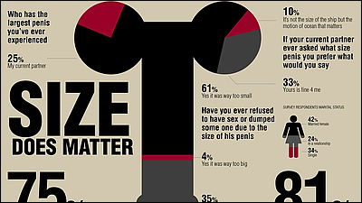 男性器の大きさは女性にとって重要なのかというアンケート結果をまとめた図 - GIGAZINE