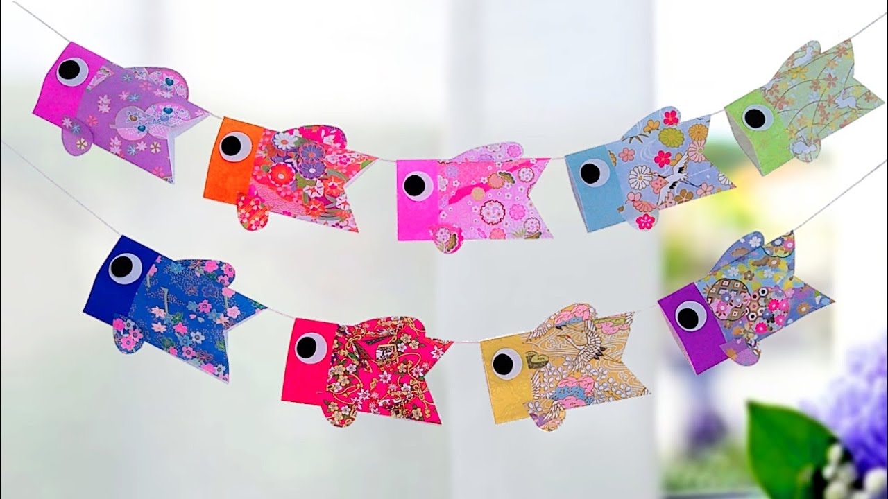 簡単 🎏こいのぼりの作り方🎏 切って貼るだけ✨ How to make carp-shaped streamers
