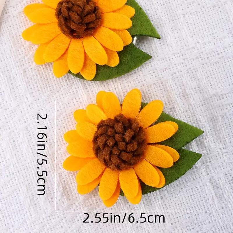 葉っぱ付きフェルトお花デザイン キッズ 子供 ヘアゴム ヘアアクセサリー 髪飾り 髪留め 幼稚園 小学校 ゲーム フェルト デイリー お花