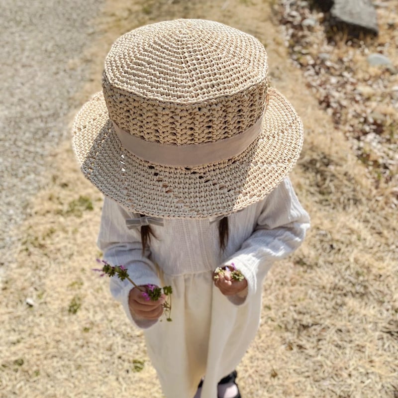 かぎ針編み無料編み図「ミニミニ麦わら帽」かぎ針編みレシピ・無料編み図 Roniqueロニーク