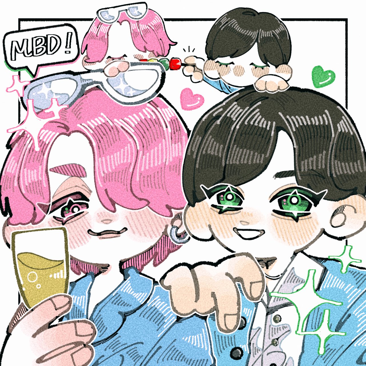 柔軟剤が同じ2人の、ずっっっっっっっっっっと語り継いでいきたいエピソードの一つ『スイートルーム』💜🩷ふかさくふかさく真ん中バースデーsnowmanイラスト