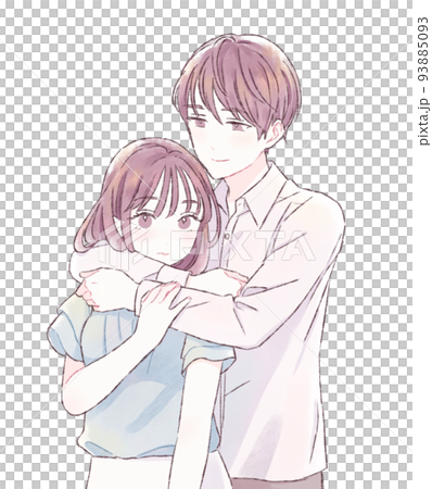 別れのハグ, 「元気でね」,カップルイラスト別れ失恋エモい 忘れられない恋漫画動画胸キュン恋愛漫画胸キュン漫画ハグ