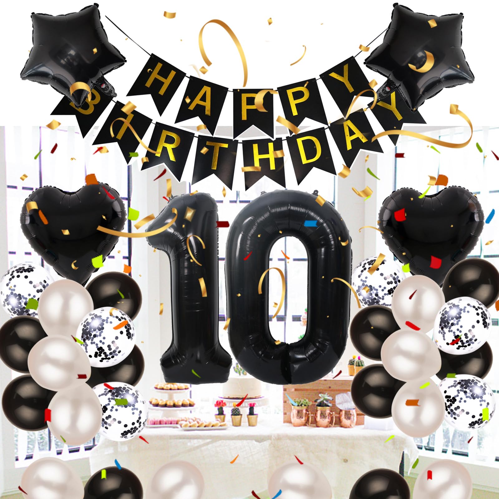 Amazondeerzon くすみブルー 10歳 くすみカラー 数字 バルーン 誕生日 飾り付け 10点 セット 大きい 65cm くすみニュアンスカラー ナンバーバルーン バースデー 10風船・バルーンおもちゃ