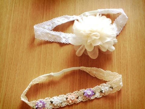 トーションレースリボンのベビーヘアクリップ Baby100日記念 100均グッズでDIY!ベビ