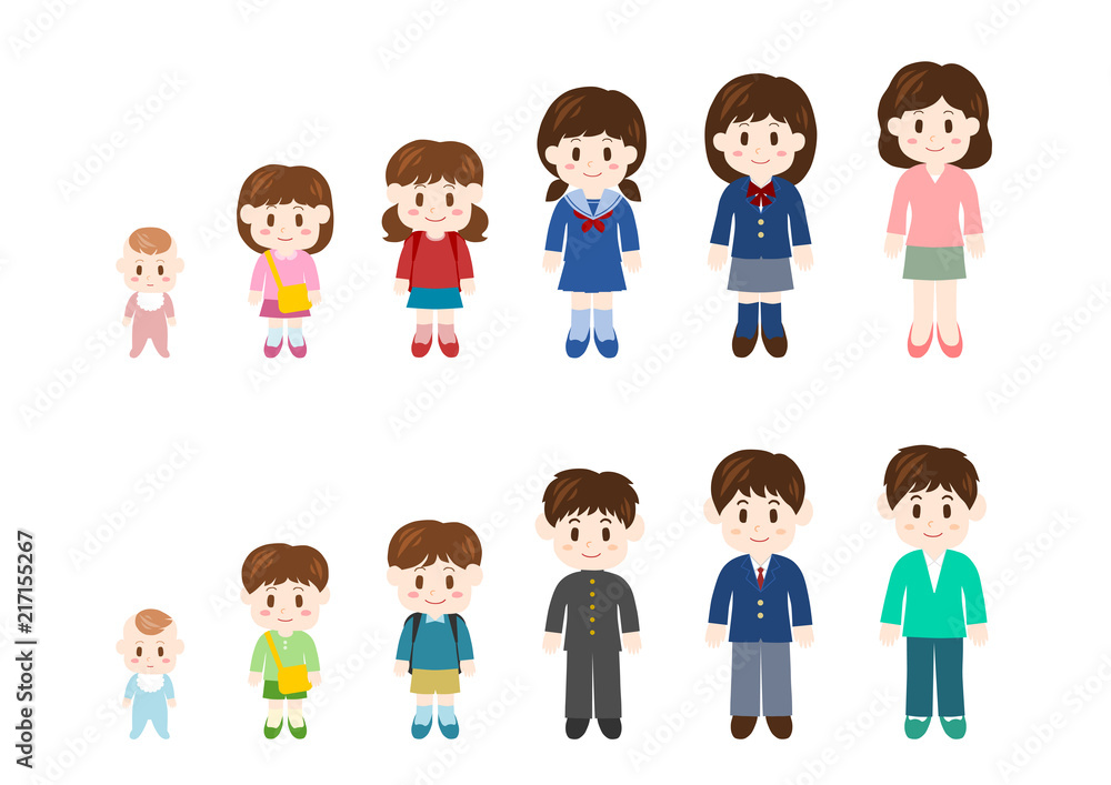 子どもから大人への成長イラストイラスト