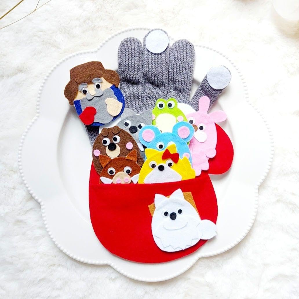 壁面飾り、あみもの、冬、手袋、1月、2月 壁面飾り工房本店 壁面装飾・パネルシアター・ペープサート・型紙・知育・保育・介護商品の販売☆壁面 飾り工房 横150cm 「みんなあったか手袋屋さん！」 冬 12月 1月 2月 幼稚園 保育園 学校 病院 施設 知育 壁面装飾