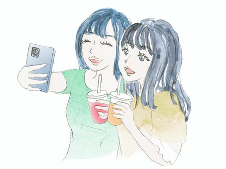 仲良しのお友達と手をつなぐかわいい子どもたちのワンポイントイラスト無料イラスト素材TemplateBox