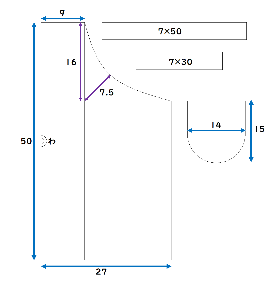 子供用エプロンの作り方ゴムひもを使って着脱簡単 リバーシブルタイプ- わくわく♪ハンドメイド