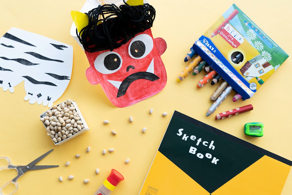 節分 毛糸で作る髪の毛がポイント！三角帽子の「鬼 おに のお面」-工作 ASOPPA！レシピ - あそっぱ