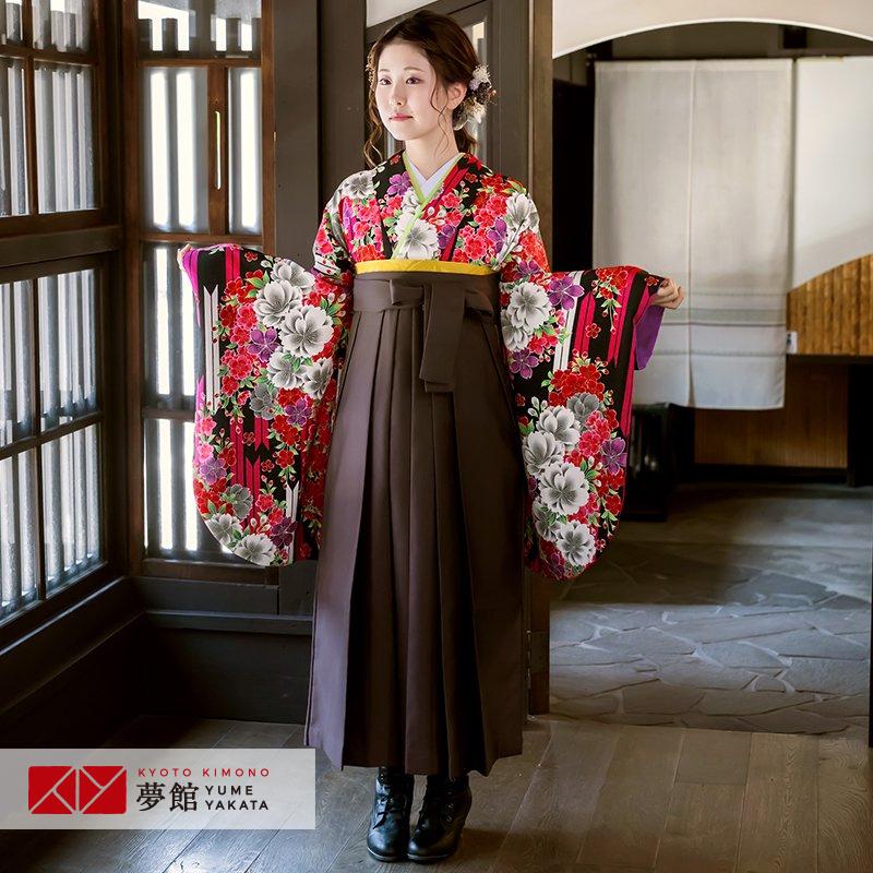 ＼2点で3％OFFクーポンレンタル大学 卒業式 袴セット 東洋牡丹 葡萄色 紫 オフ白 菊 椿 和花 M 女性 モダン レトロ そしてゆめ袴 フルセット 着物 和服 大卒袴 大卒 卒業 先生 教員 保護者 母 大人 ハカマ はかま 往復送料無料