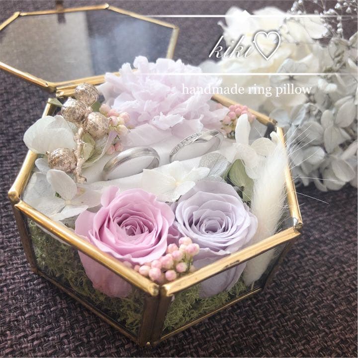 ガラスケースリングピロー ピンクホワイト リングピロー poteko-chip〜bloom 通販 16593142Creema クリーマ