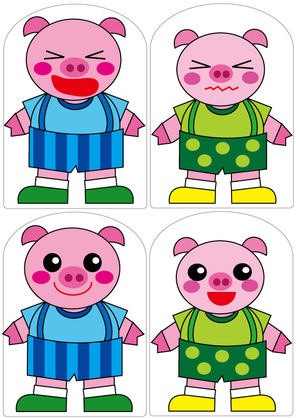 三びきのこぶた ペープサート カードシアタ