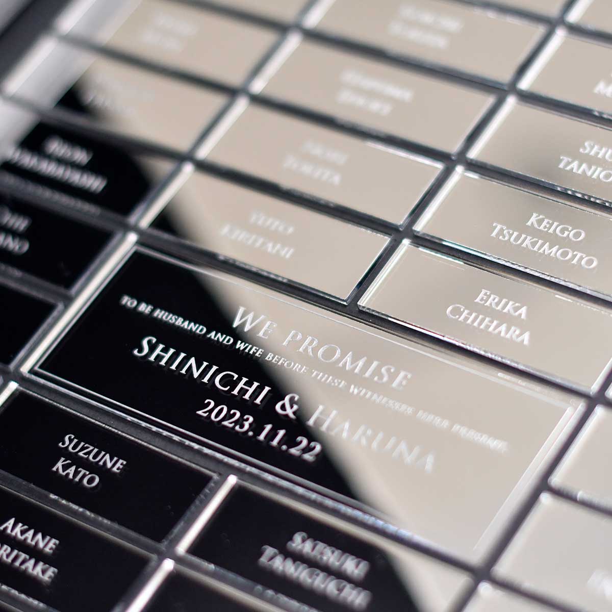 結婚証明書ゲスト参加型 ゴールドミラーアクリル シックホワイトフレーム A4,A3サイズウェディング,結婚証明書公式URURIMOウルリモ