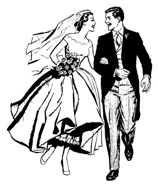 幸せなカップルの結婚式のイラストイラスト素材透過、PNGフリー画像ダウンロード - Pngtree