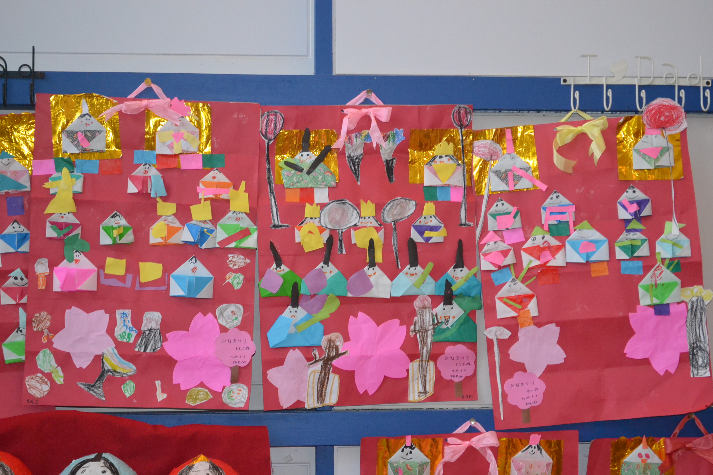 桃の花リースのおひなさま