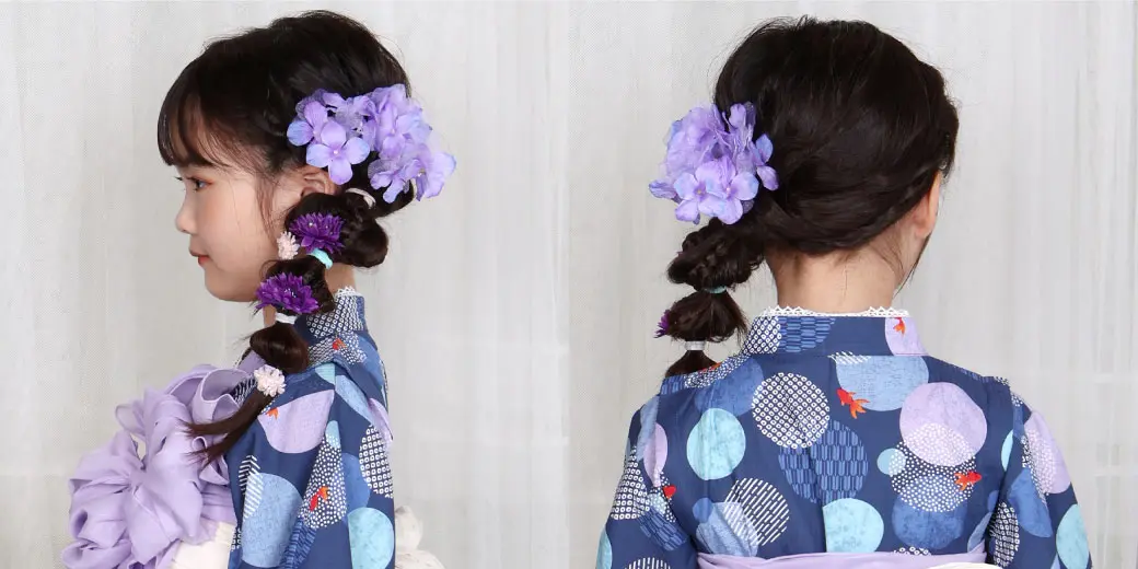 キッズヘアアレンジ 浴衣ヘア イベントヘア グルグル編み込みお団子ヘア Hair arrangement 头发安排 การจัดเรียงผม 헤어어레인지 - YouTube