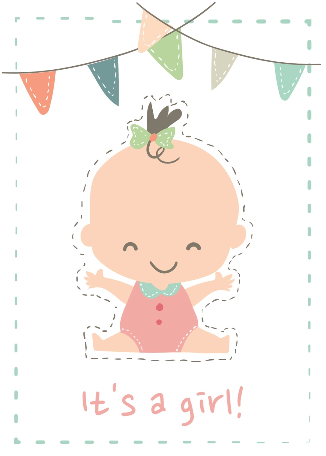 王冠とおしゃれなフレームの出産祝い用メッセージカード無料イラスト素材素材ラボ