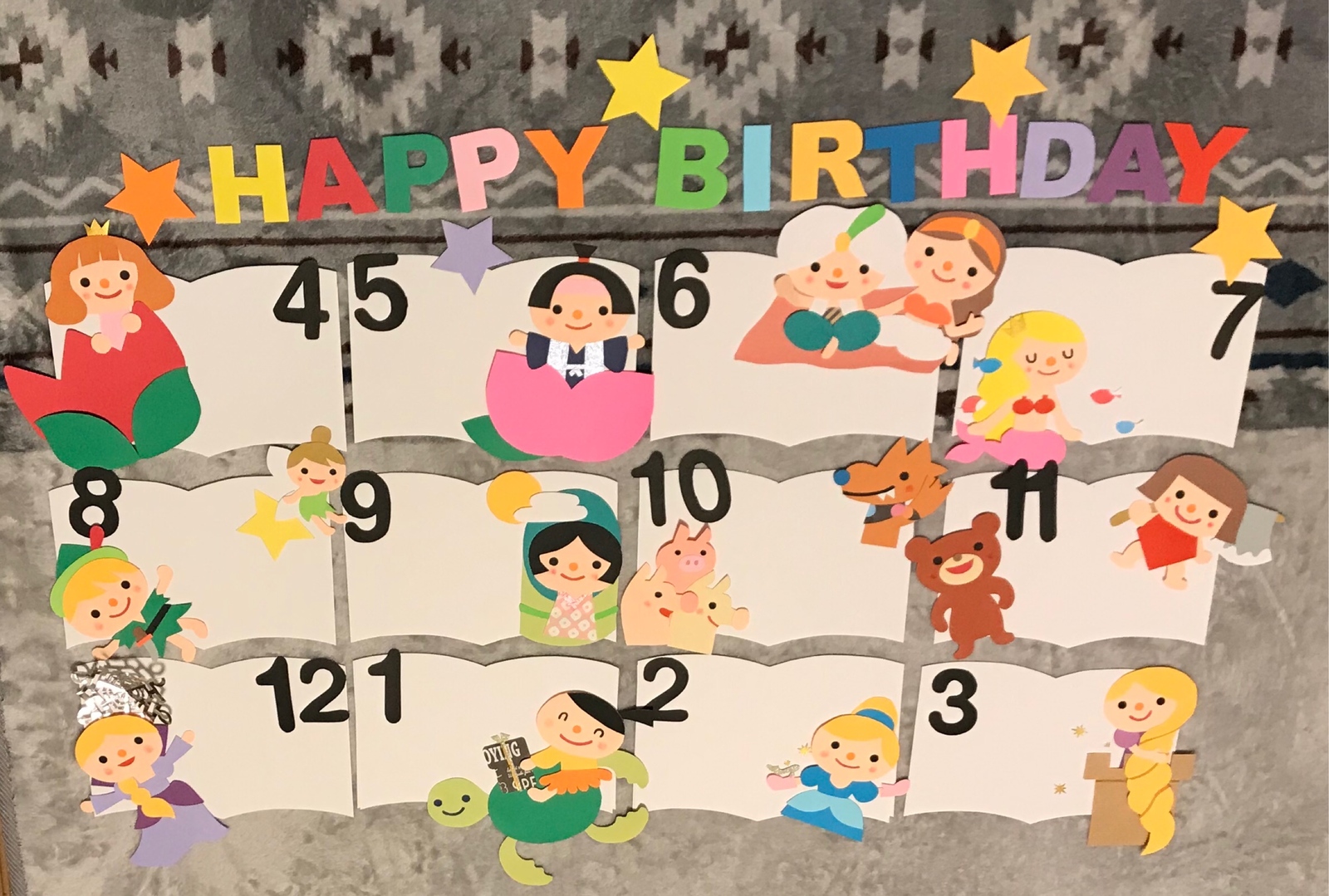 みんなのかわいいおうち」 お誕生表 お誕月には旗を立ててね🚩 保育誌「パプリカデラックス」 Gakken に掲載していただきました。この本では、春・夏・秋・冬まるごと1年分の壁面、飾り、製作アイデアが掲載されてます🎵 @kazuyo_uehara ＊学研paprika幼稚園保育園