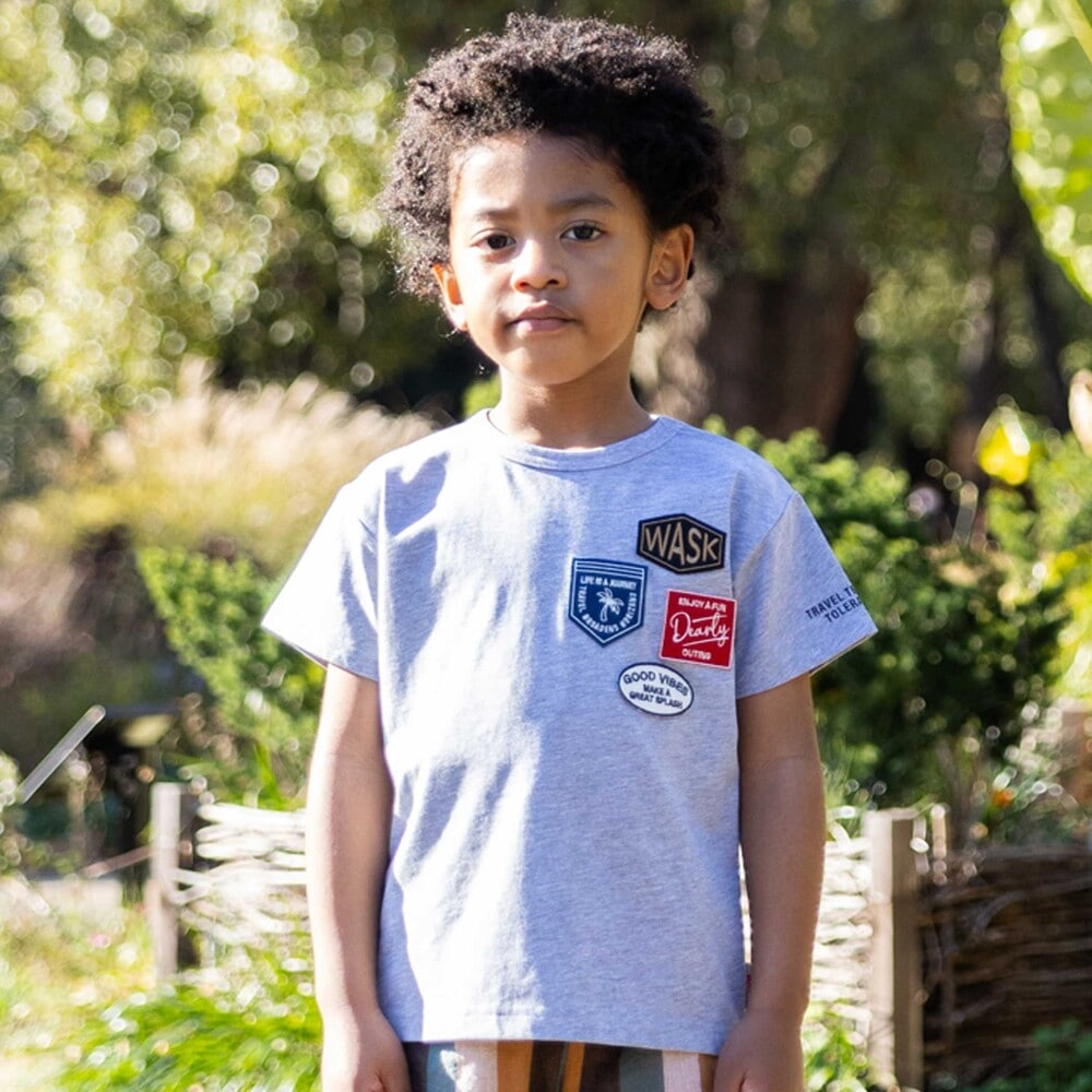 3柄サガラ刺しゅうTシャツ キッズ ベビー トップス 半袖Tシャツ ワッペン 男の子 カジュアル 子供 子ども 子供服 エフオーキッズF.O.KIDS 4026432 R207244-m15mm公式 MARUMIYA WORLD 本店