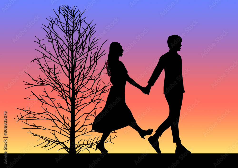 手をつなぐおじいさんとおばあさんのイラスト - イラストの里