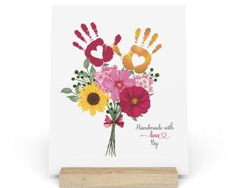 台紙 手形アート＊しろくまと花