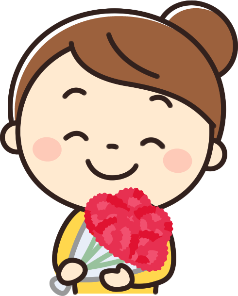 笑顔のお母さんと女の子：イラスト無料