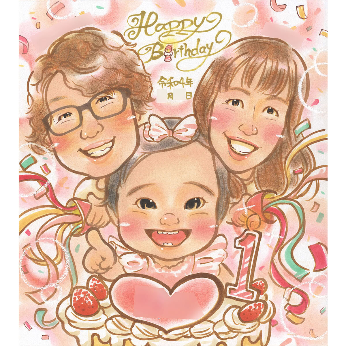 キャラクター似顔絵 子どもの成長記録や誕生日などのお祝いにかわいいほんわか似顔絵 MISACO似顔絵おむすび